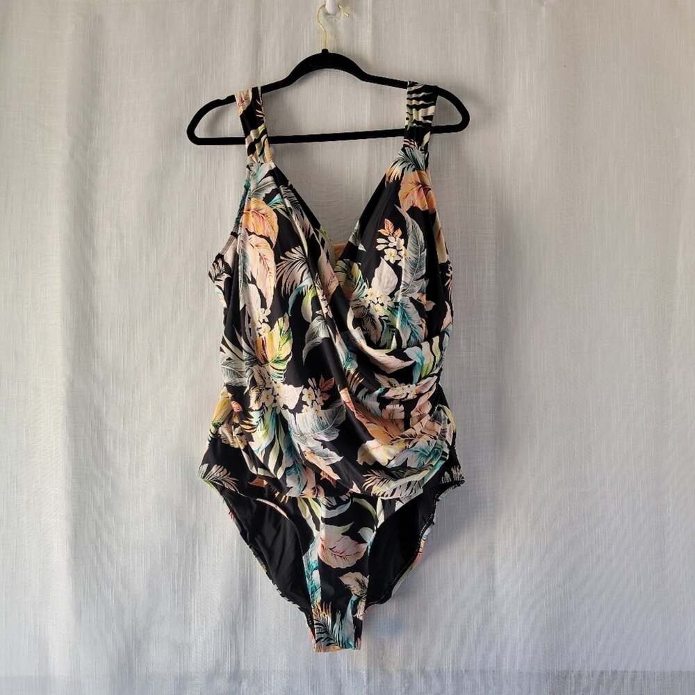 Jantzen women's plus size tummy control one piece swimsuit size 24W